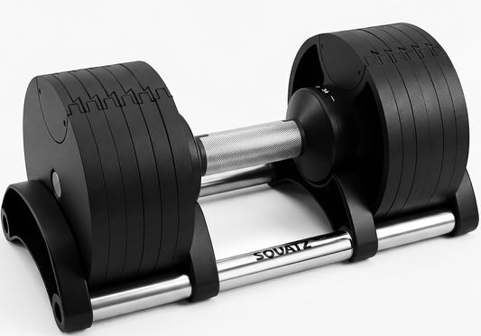 Adjustable Dumbbells with Quick Weight Change, Space-Saving Dumbbell Set with Anti‑Slip Handle, Secure Locking System, Heavy‑Duty Plates & Base for Home Workout and Strength Training