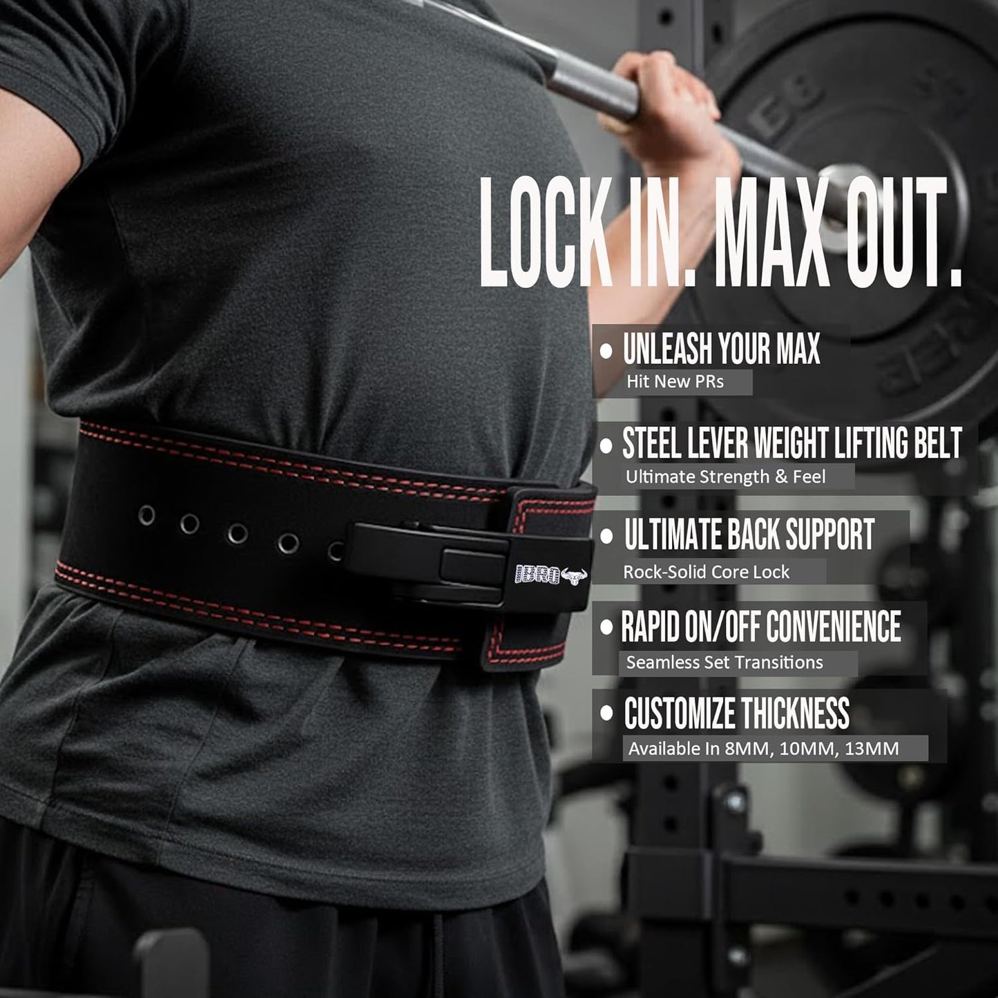 Powerlifting Lever Gym Belt – Power 8MM, 10MM or 13MM Extreme Heavy Duty Genuine Leather Belts - Squats Deadlifts Bodybuilding Weight Lifting IPF Power Lifting Strongman for Men