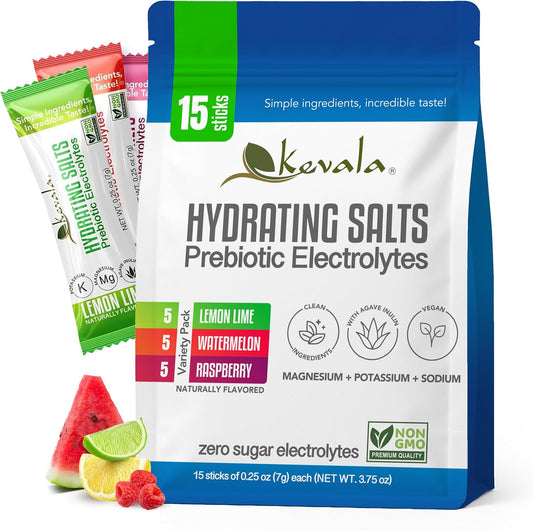 Electrolytes Powder Packets | Sugar Free Drink Mix Packets with Prebiotics, Potassium & Salt Electrolytes | Keto Hydration Packets | Rehydration Support | 1 Pack (15 Sticks)