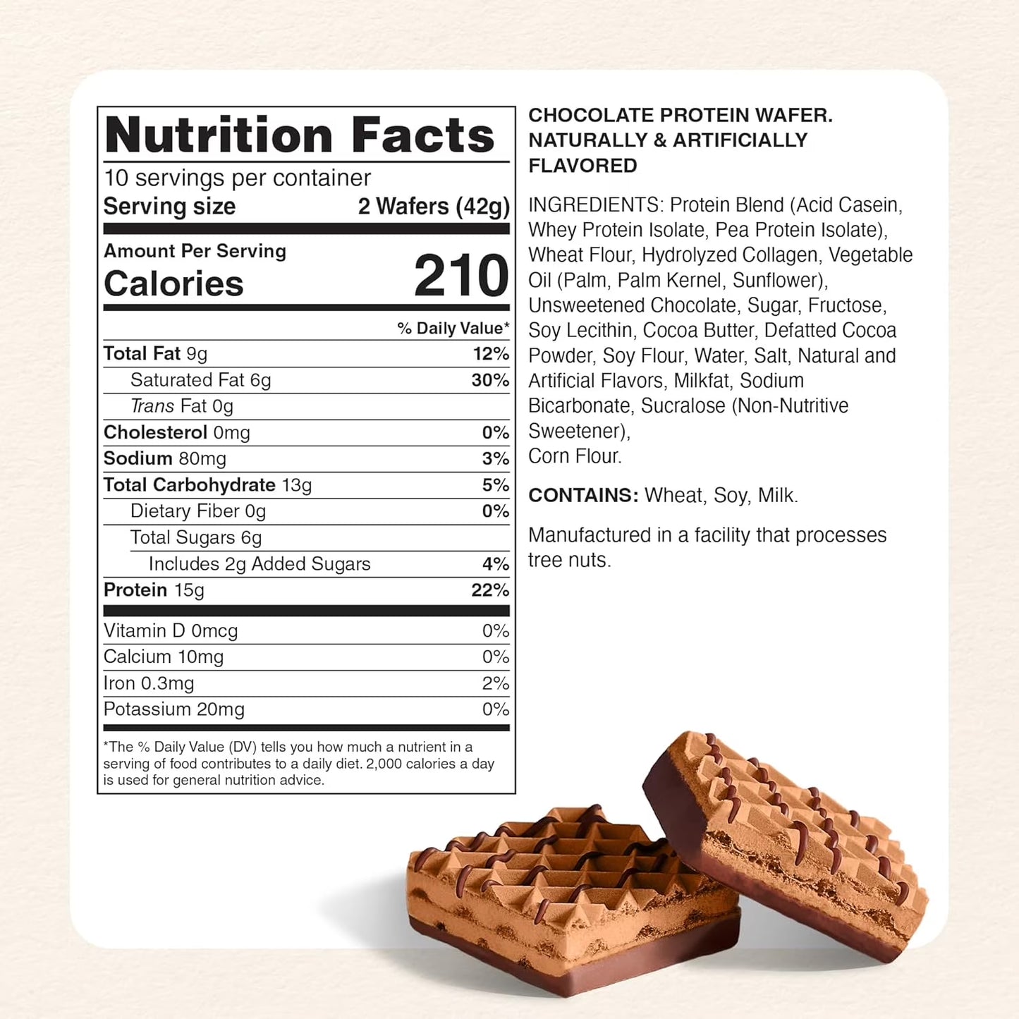 Protein Wafers, Chocolate, High Protein Bars 15G, 10 Pack