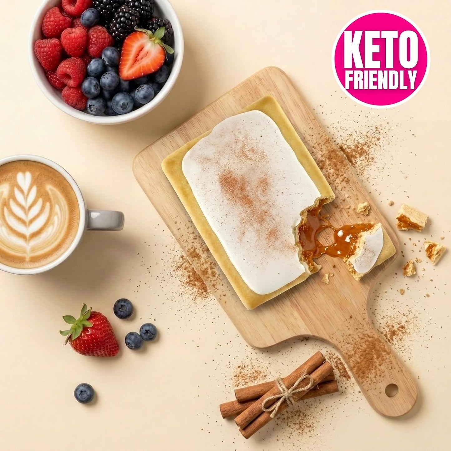 High Protein Pastry, Cinnamon, Low Carb/Low Sugar Snack | Original Protein Pastry, Keto Snack,Frosted Breakfast Tart, High Protein Keto Treats,Healthy Protein Snacks for Adults Kids