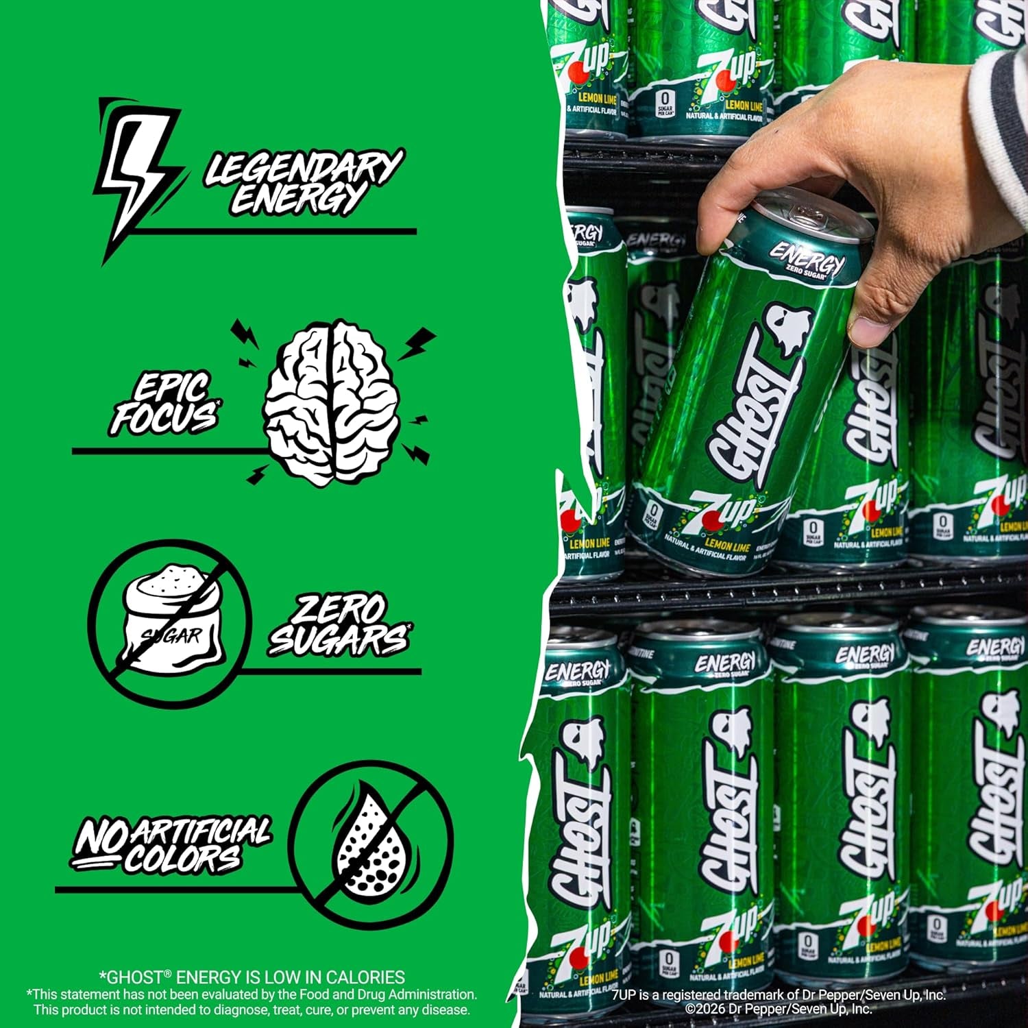 Energy Drink - 12-Pack, 7UP, 16Oz Cans - Energy & Focus & No Artificial Colors - 200Mg of Natural Caffeine, L-Carnitine & Taurine - Gluten-Free & Vegan