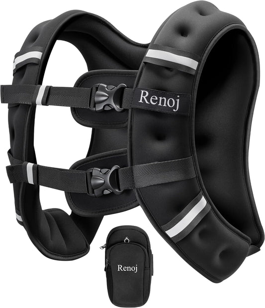Weighted Vest for Women Men: Available in 6Lb/8Lb/10Lb/11Lb/12Lb/14Lb/16Lb/20Lb Fixed Weights for Walking, Running, Training, Exercise, Weight Loss - with Reflective Strips and Storage Pocket