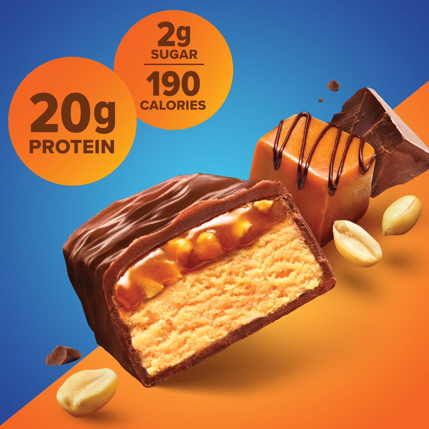 Bars, Chocolate Peanut Caramel, Gluten Free, 20G Protein, 1.76 Oz, 4 Count