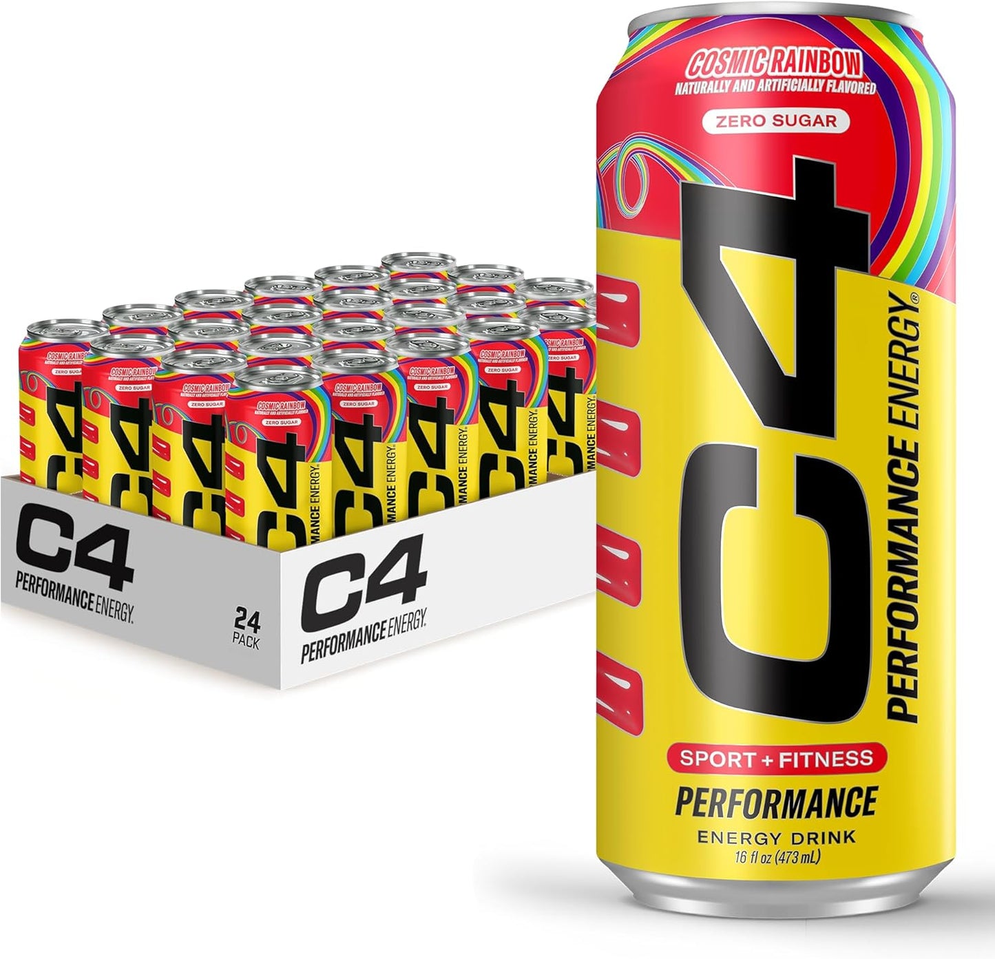 Energy Drink, Strawberry Watermelon Ice, 16Oz | Pack of 24 | Sugar Free | Pre Workout | No Artificial Colors