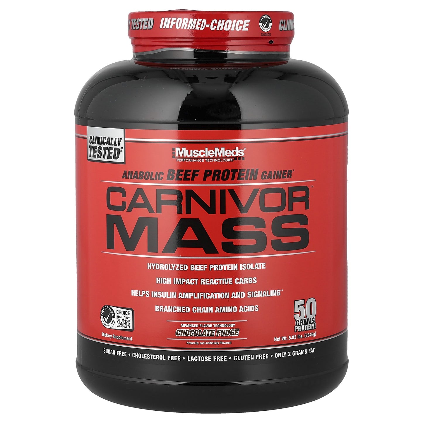 Carnivor™ Mass, Anabolic Beef Protein Gainer, Chocolate Fudge, 5.83 Lbs (2,646