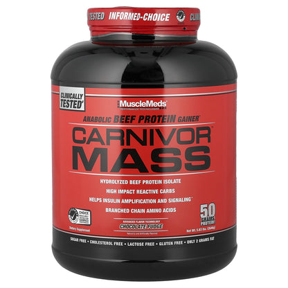 Carnivor™ Mass, Anabolic Beef Protein Gainer, Chocolate Fudge, 5.83 Lbs (2,646