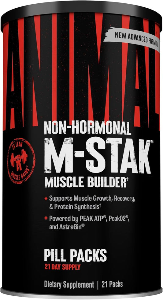 M-Stak - Muscle Builder and Anabolic Mass Gainer Supplement for Bodybuilding - Lean Muscle Growth, Amino Complex and Pre Workout Energy, 21 Packs