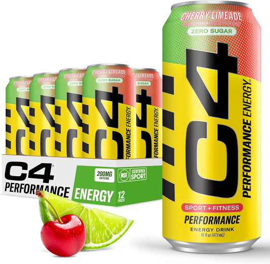 Original Sugar Free Energy Drink 16Oz (Pack of 12) | Cherry Limeade | Pre Workout Performance Drink with No Artificial Colors or Dyes
