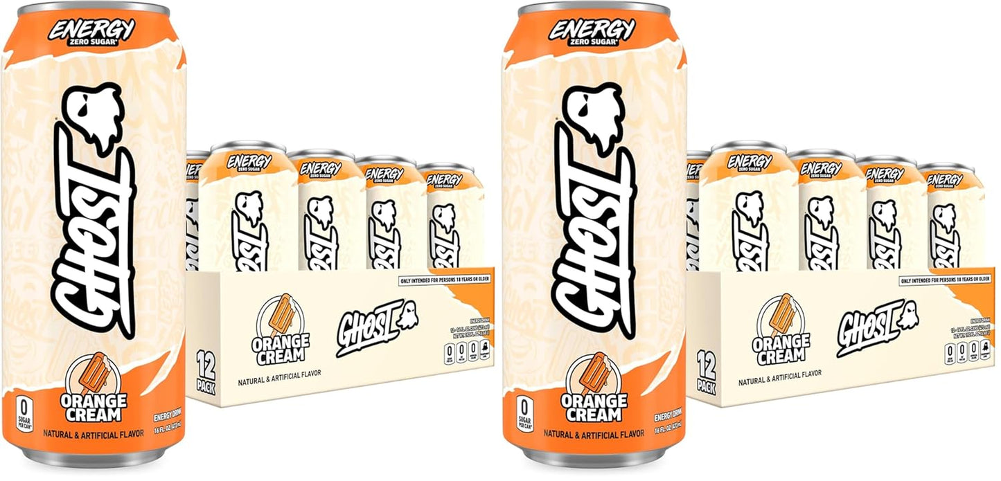 Energy Drink,Orange Cream,16Oz Cans - Energy & Focus & No Artificial Colors - 200Mg of Natural Caffeine,L-Carnitine-& Taurine - Gluten-Free-& Vegan,(Pack of 24)