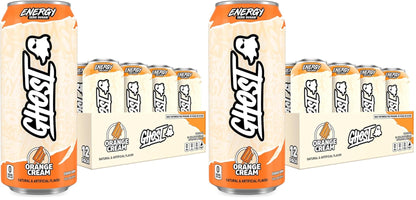 Energy Drink,Orange Cream,16Oz Cans - Energy & Focus & No Artificial Colors - 200Mg of Natural Caffeine,L-Carnitine-& Taurine - Gluten-Free-& Vegan,(Pack of 24)