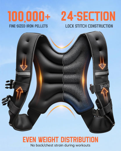 Weighted Vest for Women Men: Available in 6Lb/8Lb/10Lb/11Lb/12Lb/14Lb/16Lb/20Lb Fixed Weights for Walking, Running, Training, Exercise, Weight Loss - with Reflective Strips and Storage Pocket