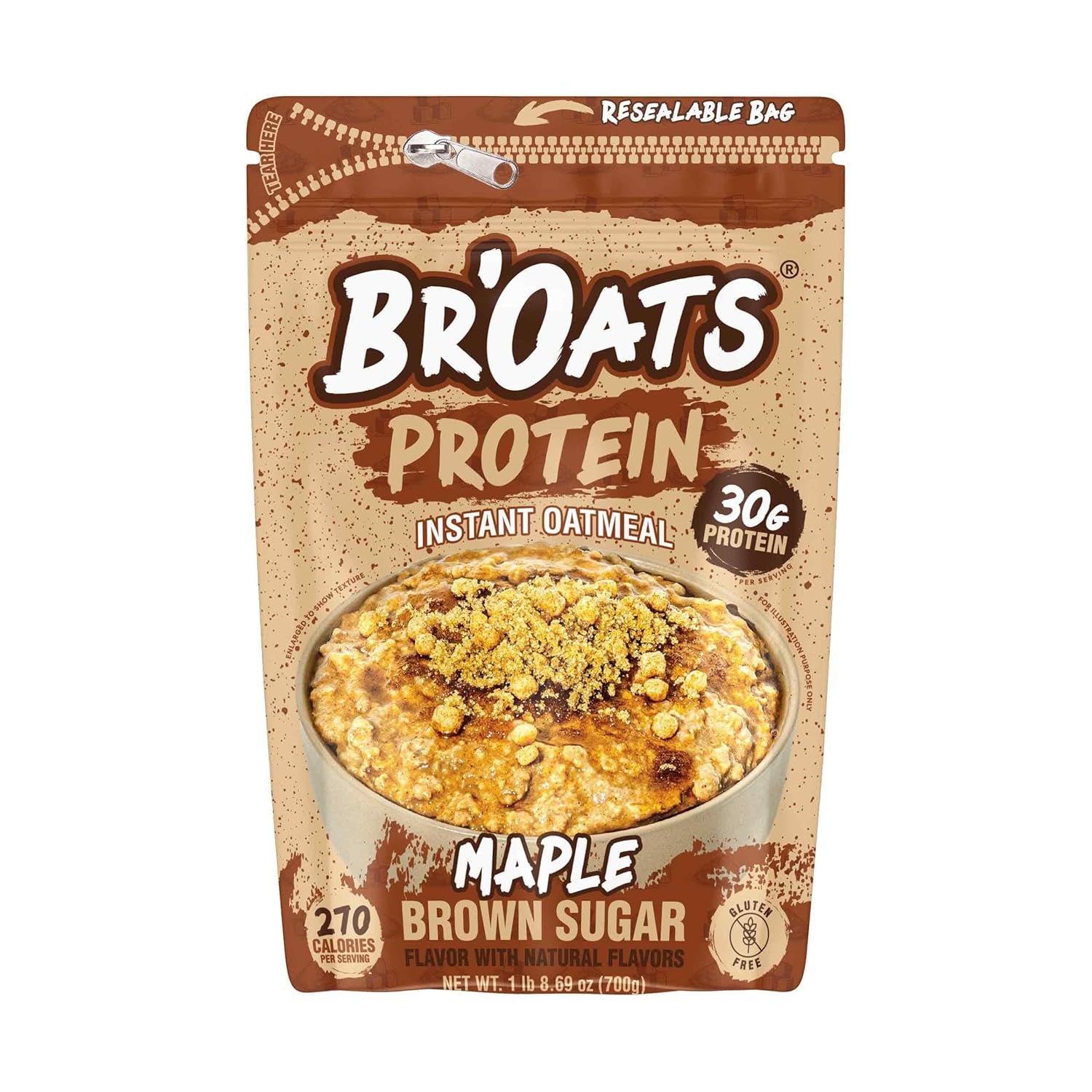 High Protein Oatmeal with 30G of Protein per Serving - Protein Packed Gluten Free Delicious Tasting High Protein Oats (Pack of 1, Maple Brown Sugar)