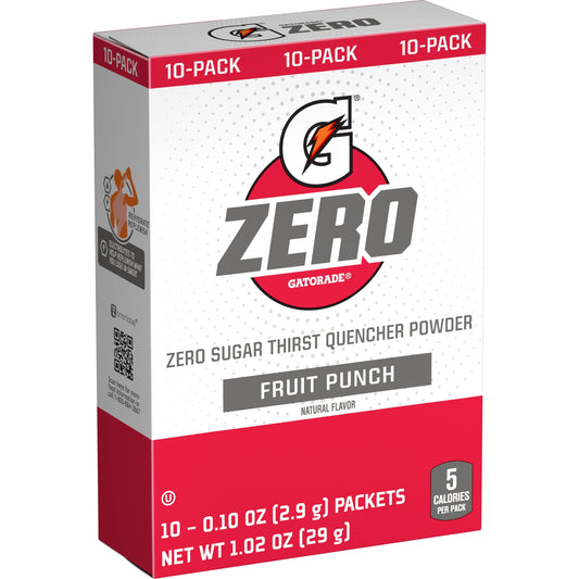 G Zero Sports Drink Fruit Punch, Powdered Energy Drink Mix, 0.10 Oz, 10 Count Packets