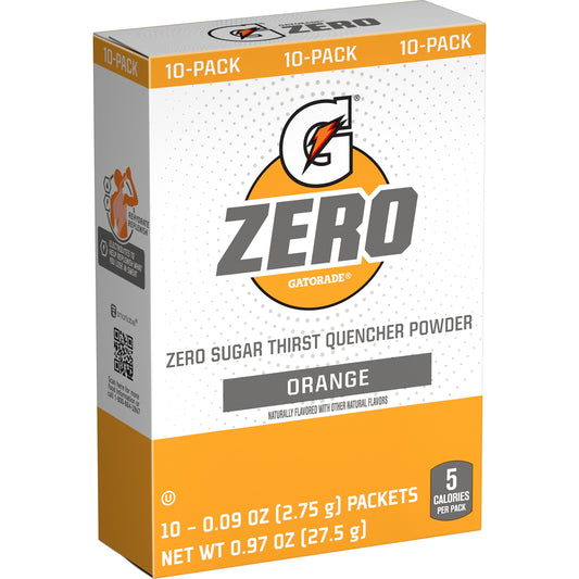 G Zero Sports Drink Orange Flavoured, Powdered Energy Drink Mix, 0.9 Oz, 10 Count Packets