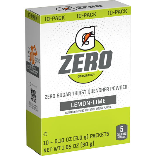 G Zero Sports Drink Lemon Lime, Powdered Energy Drink Mix, 0.10 Oz, 10 Count Packets