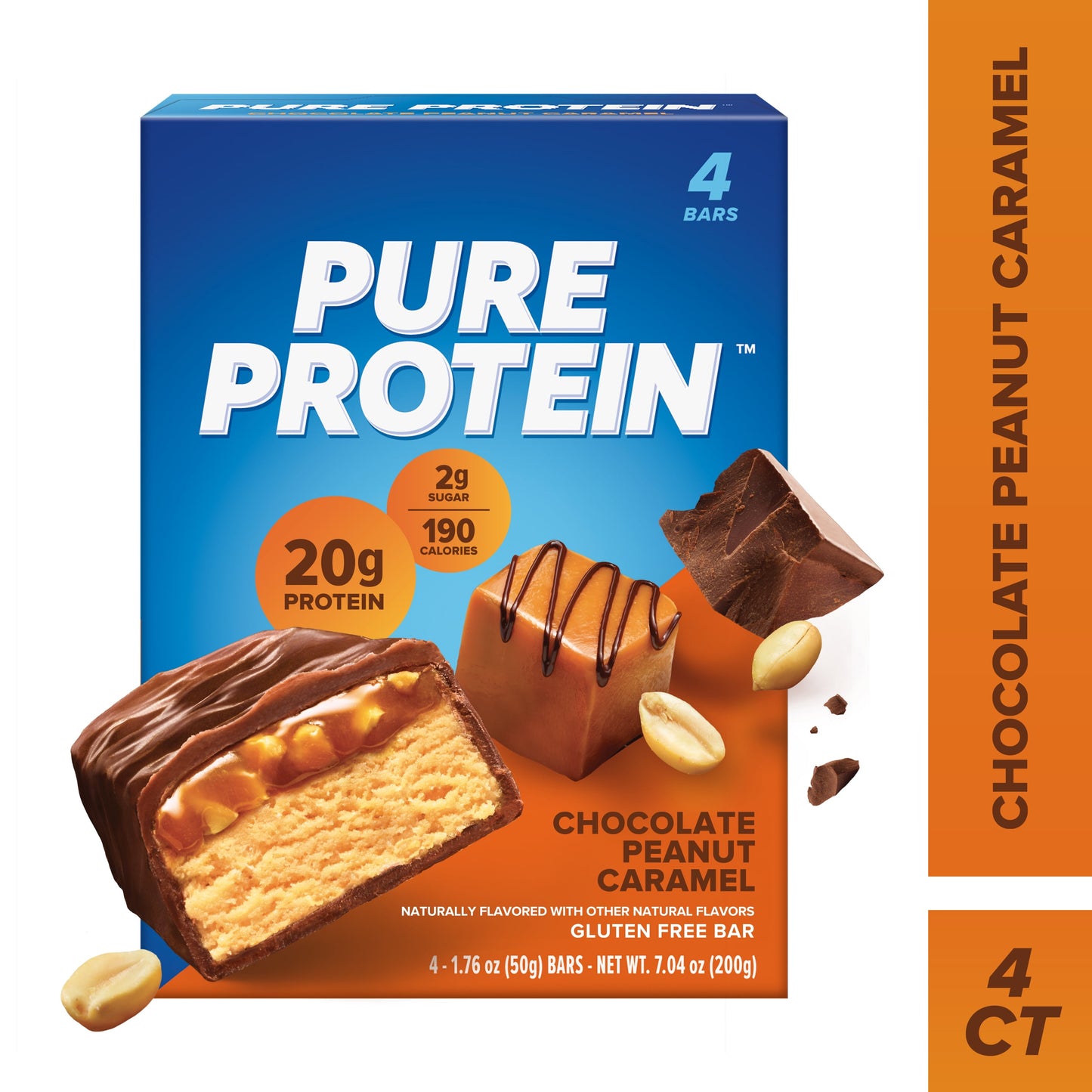Bars, Chocolate Peanut Caramel, Gluten Free, 20G Protein, 1.76 Oz, 4 Count