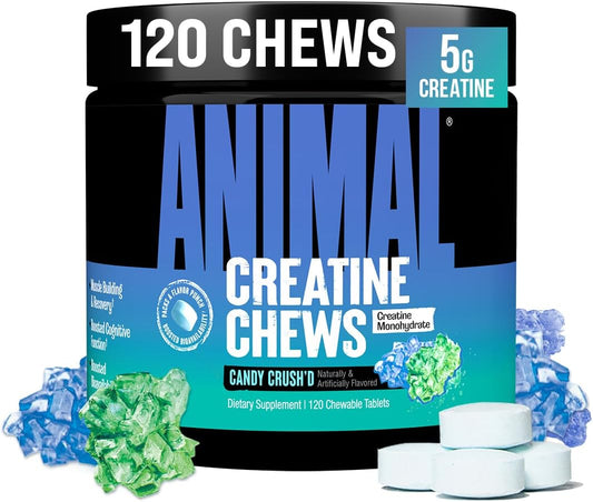 Creatine Chews – Enhanced Creatine Monohydrate Chewable Tablets with Astragin & Sea Salt, Max Absorption Pre Post-Workout, Lean Muscle Growth, Strength & Recovery, New Flavor Candy Crush’D