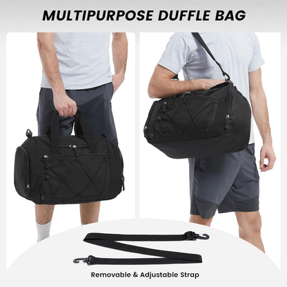 Gym Bag for Men - 18 Inches Small Duffle Bag for Travel Lightweight Duffel Bag with Shoe Compartment Personal Item Travel Bag Weekender Bag for Travel Sports Gym - Black