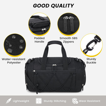 Gym Bag for Men - 18 Inches Small Duffle Bag for Travel Lightweight Duffel Bag with Shoe Compartment Personal Item Travel Bag Weekender Bag for Travel Sports Gym - Black