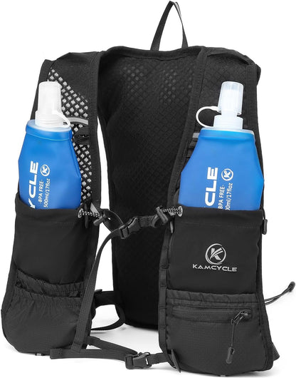 Running Hydration Vest Breathable,Hydration Backpack Water Backpack, Lightweight Phone Holder Running Vest ,Reflective Hi Vis for Women & Men (With 2L Bladder and 500Ml Soft Flask)