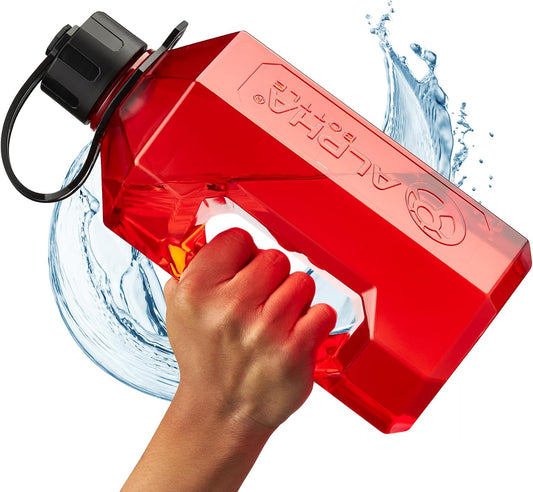 | 2 Litre Water Bottle | 2.4L Large Drinks Water Jug | Gym, Holiday, Travel | Red