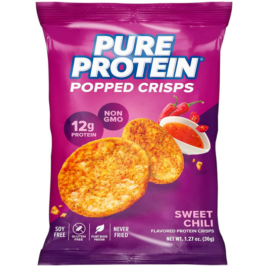 Pure Protein Popped Crisps, Sweet Chili, High Protein Snack, 12G Protein, 1.27Oz., 12 Count