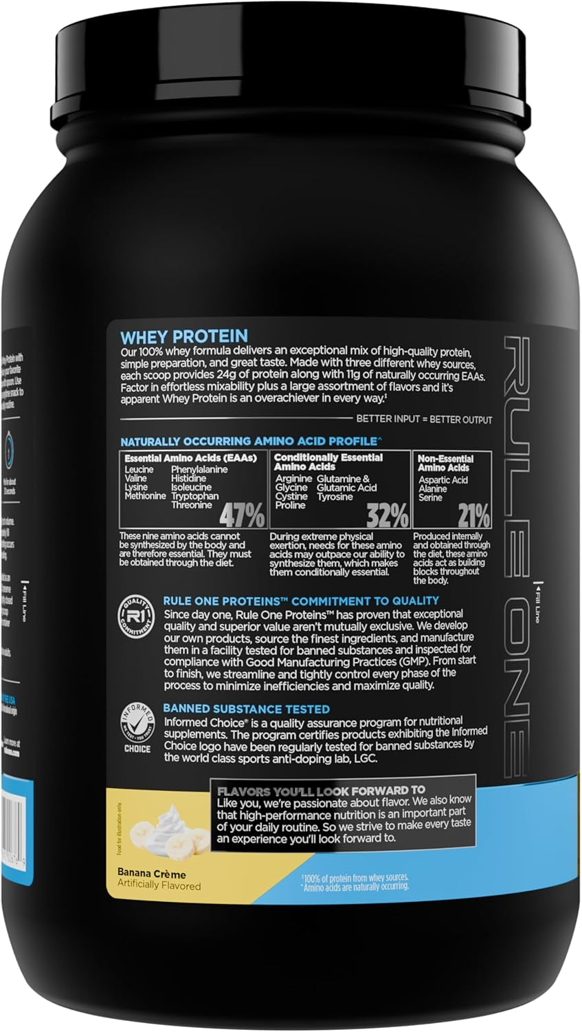 Whey Protein Powder, Banana Crème, 27 Servings | 24G Fast-Acting Protein from All-Whey Sources with Naturally Occurring Eaas & Bcaas for Workout Recovery or Anytime Use