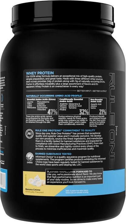 Whey Protein Powder, Banana Crème, 27 Servings | 24G Fast-Acting Protein from All-Whey Sources with Naturally Occurring Eaas & Bcaas for Workout Recovery or Anytime Use