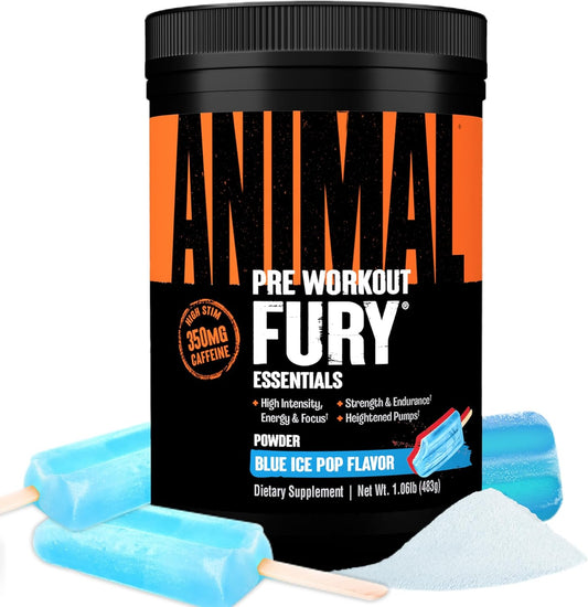 Fury Pre Workout Powder – Blue Ice Pop, 350Mg Caffeine, BCAA Amino Acids, 2G Beta Alanine, Citrulline & Tyrosine, Energy, Focus, Strength, Endurance, Preworkout for Men & Women, 30 Servings
