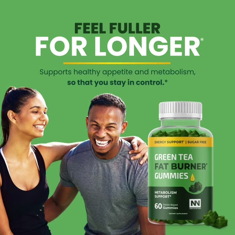 (2 Pack)  Green Tea Fat Burner Gummies, Metabolism Support for Men and Women, 60 Count