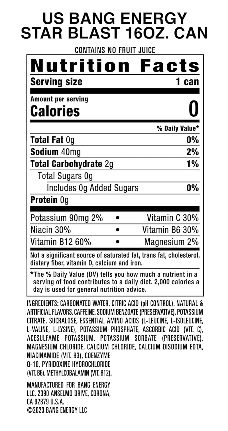 Energy Star Blast, Sugar-Free Energy Drink, 16 Ounce | Pack of 12