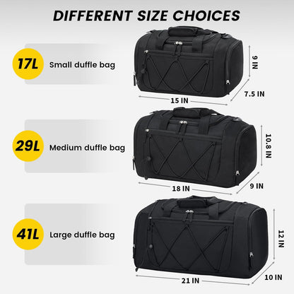 Gym Bag for Men - 18 Inches Small Duffle Bag for Travel Lightweight Duffel Bag with Shoe Compartment Personal Item Travel Bag Weekender Bag for Travel Sports Gym - Black
