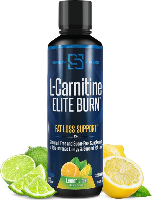 L-Carnitine Elite Burn Liquid Keto Fat Burner and Metabolism Activator - Fat Loss Support Keto Friendly Weight Loss Increase Energy-Stimulant Free - Lemon Lime 3000Mg (32 Servings)