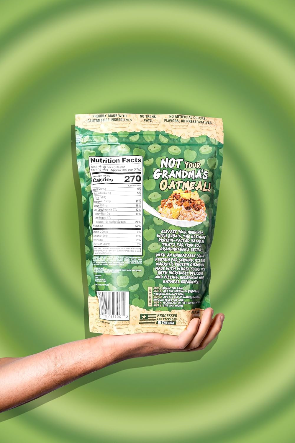 High Protein Oatmeal with 30G of Protein per Serving - Protein Packed Gluten Free Delicious Tasting High Protein Oats (Pack of 1, Apple Pie)
