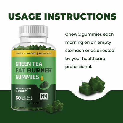 (2 Pack)  Green Tea Fat Burner Gummies, Metabolism Support for Men and Women, 60 Count