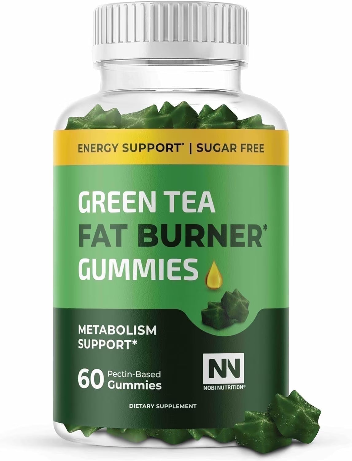 (2 Pack)  Green Tea Fat Burner Gummies, Metabolism Support for Men and Women, 60 Count