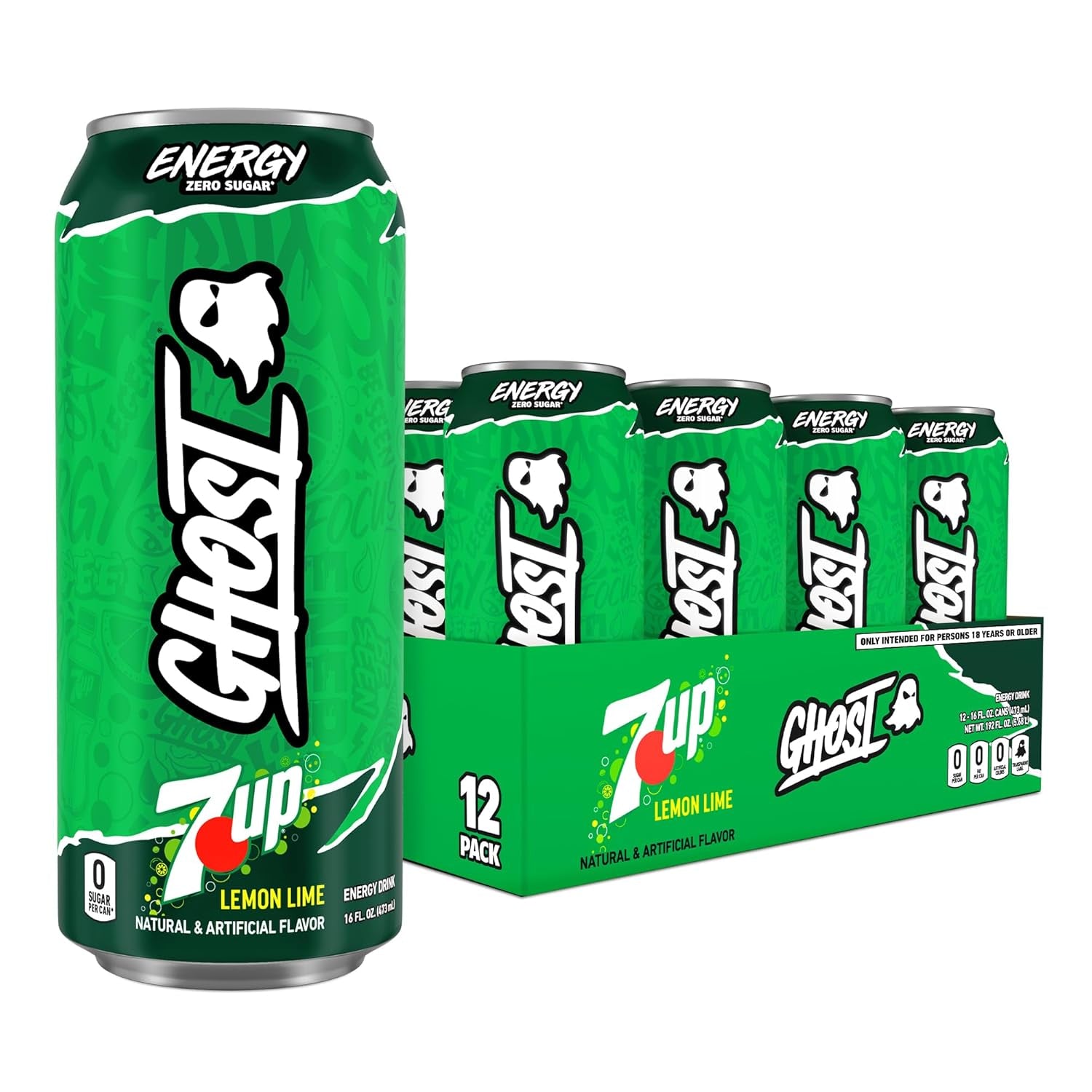 Energy Drink - 12-Pack, 7UP, 16Oz Cans - Energy & Focus & No Artificial Colors - 200Mg of Natural Caffeine, L-Carnitine & Taurine - Gluten-Free & Vegan