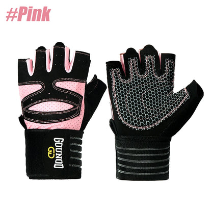 1Pair Workout Gloves for Men Women, Padded Weight Lifting Gloves with Wrist Wraps Support, Full Palm Protection, Grip for Gym Tr