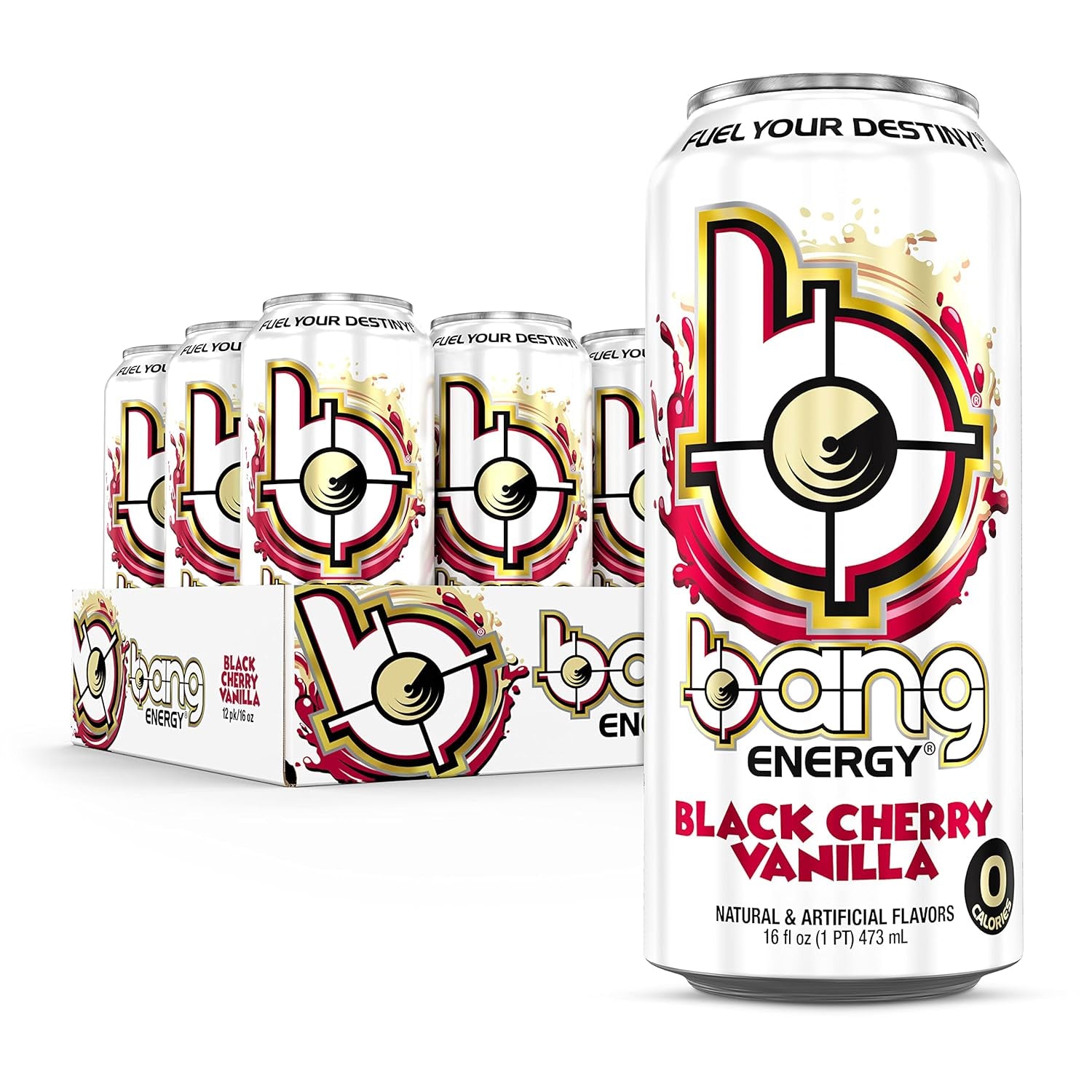 Energy Black Cherry Vanilla, Sugar-Free Energy Drink, 16-Ounce | Pack of 12