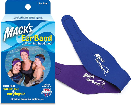 Mack’S Swimming Headband – Best Swimmer’S Headband – Doctor Recommended to Keep Water Out and Hold Ear Plugs in - Official Swimming Ear Band of USA Swimming
