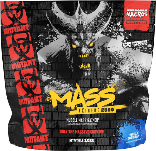 Mass Extreme Gainer Protein Powder – High Calorie Weight Gainer with Whey Protein & Bcaas for Muscle Mass & Weight Gain - Vanilla Ice Cream 6 Lbs