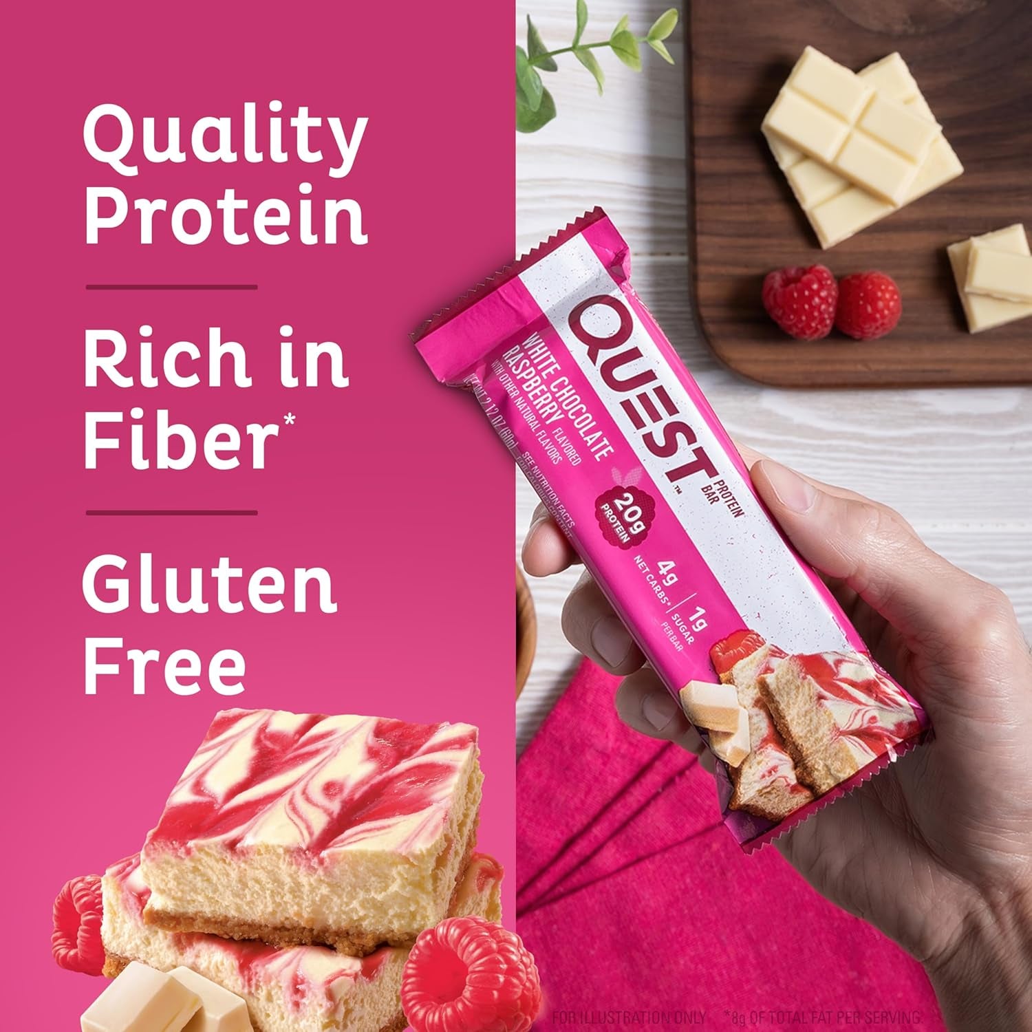 Crispy Blueberry Cobbler Hero Protein Bar, 16G Protein, 1G Sugar, 3G & White Chocolate Raspberry Protein Bars, High Protein, Low Carb, Gluten Free