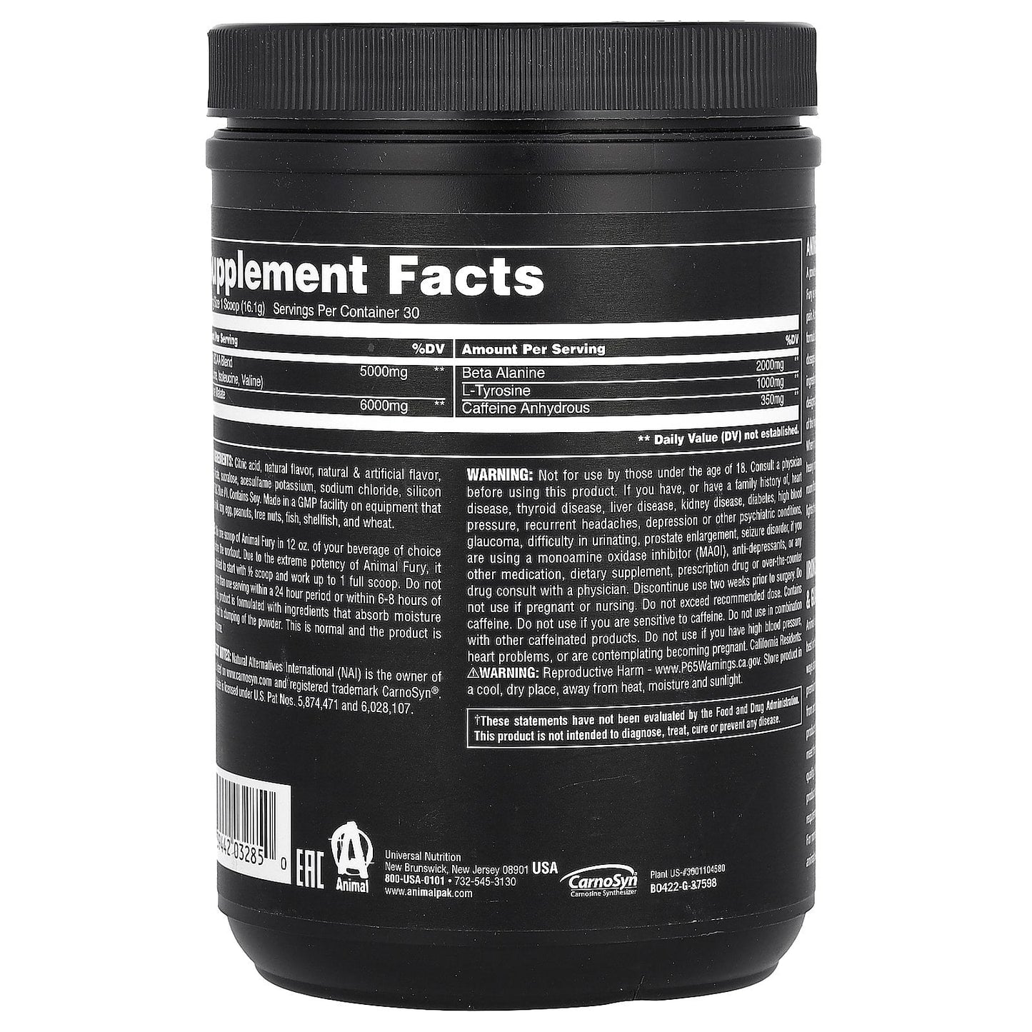 Animal Fury® Essentials, Pre Workout, Blue Ice Pop, 1.06 Lbs (483 G)