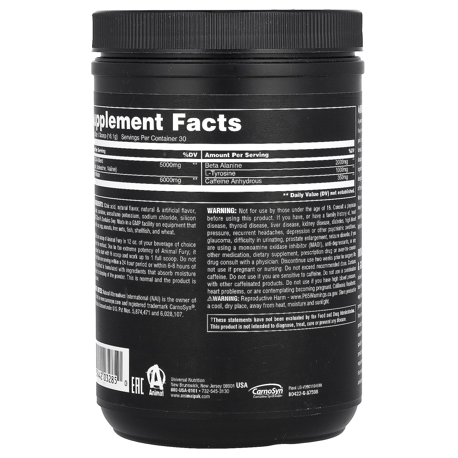 Animal Fury® Essentials, Pre Workout, Blue Ice Pop, 1.06 Lbs (483 G)