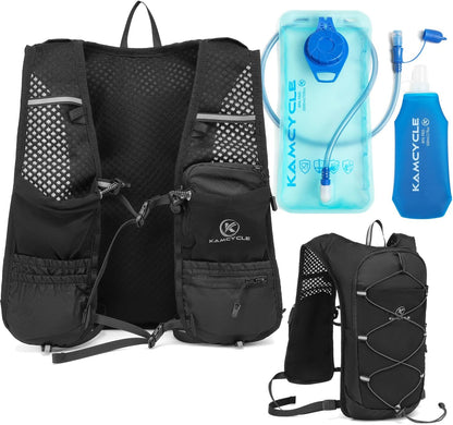 Running Hydration Vest Breathable,Hydration Backpack Water Backpack, Lightweight Phone Holder Running Vest ,Reflective Hi Vis for Women & Men (With 2L Bladder and 500Ml Soft Flask)