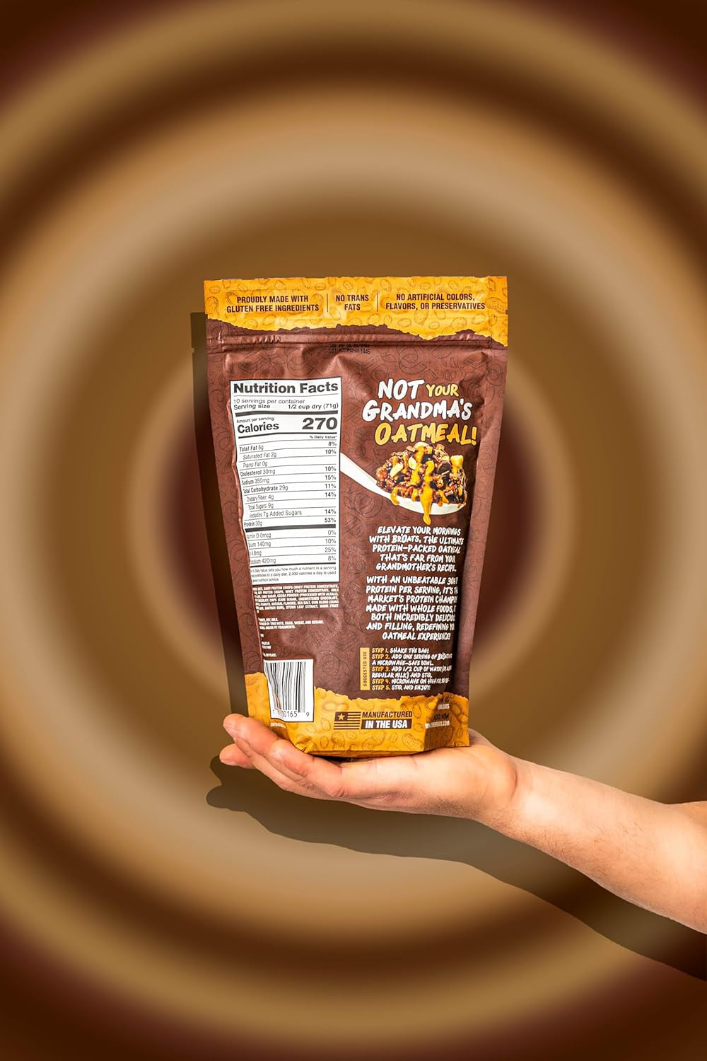 High Protein Oatmeal with 30G of Protein per Serving - Protein Packed Gluten Free Delicious Tasting High Protein Oats (Pack of 1, Nutty Chocolate)