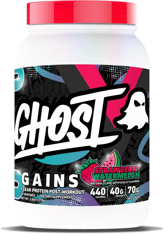 Clear Gains Mass Gainer Protein Powder - Post-Workout Weight Gainer Mix - 40G of Whey Protein Isolate, 440 Calories & 70G Vitargo Carbs - Lean Muscle Building & Recovery - Strawberry Watermelon