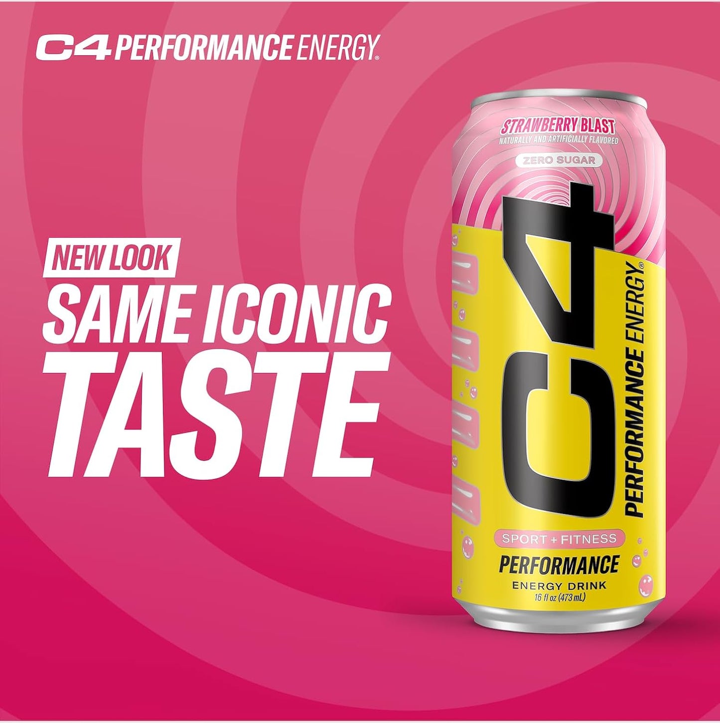 Performance Energy Drink | Strawberry Blast | Zero Sugar Carbonated Preworkout Energy | 200Mg Caffeine with Beta Alanine | 16 Fl Oz (24 Pack)