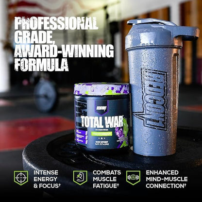 Total War Pre Workout, Sour Gummy Bear - Contains 320Mg of Caffeine from Green Tea, Juniper & Beta Alanine - Pre Work Out with Amino Acids to Increase Pump, Energy + Endurance (30 Servings)